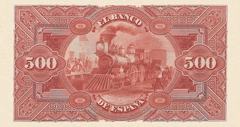 Spain banknotes, Banco de España, 500 Pesetas, 1876, Pick P-12, UNC