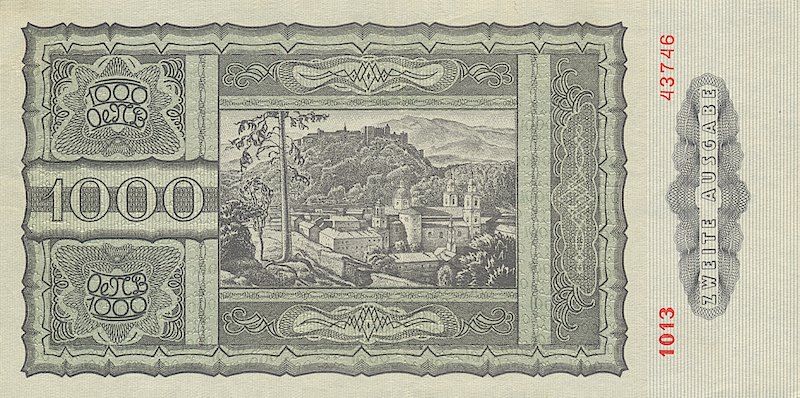 Austria banknote, National Bank, 1000 Schilling, 1947, Pick P-125, UNC