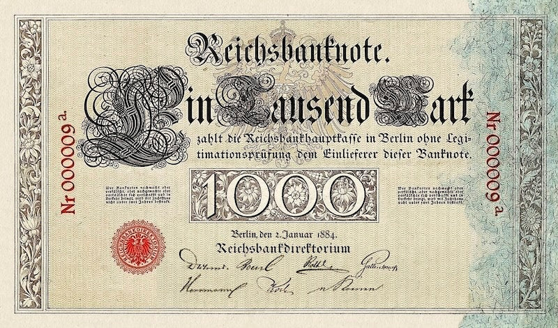Germany banknote, Rentenbankschein (One Seal), 1000 Mark, 1883, Pick P-13, UNC