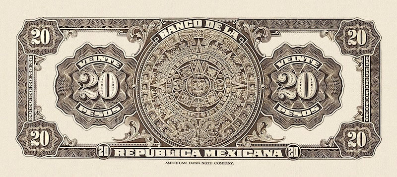 Mexico banknote, Banco de la Republica Mexicana, 20 Pesos, 1918, Pick P-13, UNC