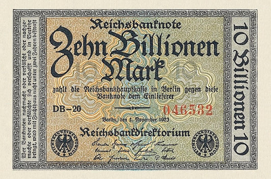 Germany banknote, Reichsbanknote, 100 Billionen Mark, 1923, Pick P-132, UNC