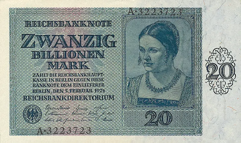 Germany banknote, First Billionen Issue, 20 Billionen Mark, 1924, Pick P-138, UNC