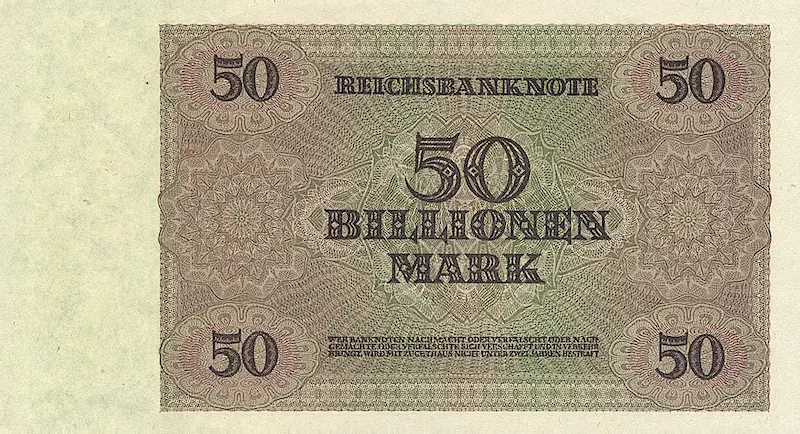 Germany banknote, First Billionen Issue, 50 Billionen Mark, 1924, Pick P-139, UNC