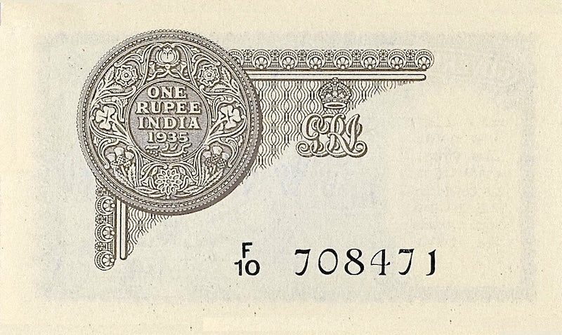 British India banknote, King George V, 1 Rupee, 1928, Pick P-14, UNC
