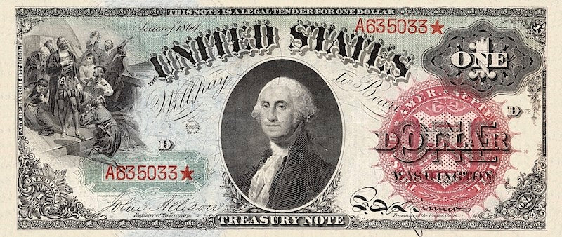 United States Treasury Notes banknote, $1 Dollar, 1869, Pick P-144, UNC