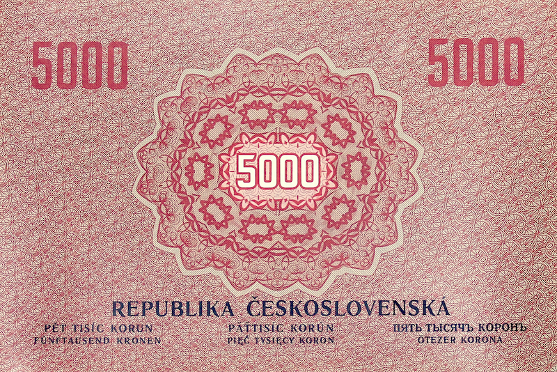 Czechoslovakia banknote, Republika Československá, 5000 Korun, 1919, Pick P-14, UNC