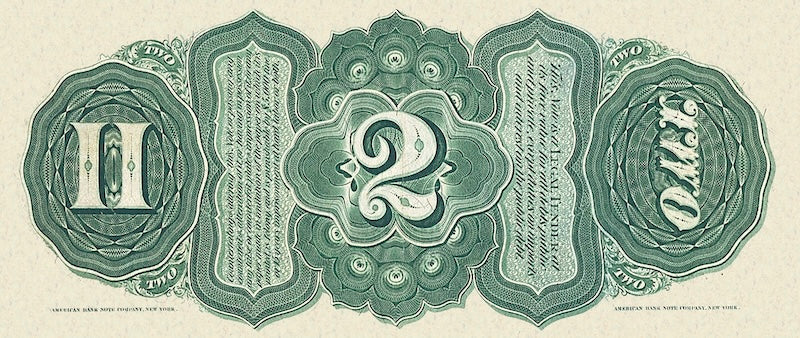 United States Treasury Notes banknote, $2 Dollars, 1869, Pick P-145, UNC