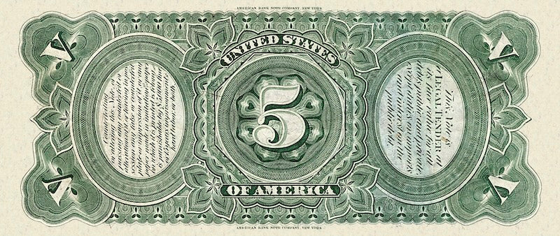 United States Treasury Notes banknote, $5 Dollars, 1869, Pick P-146, UNC