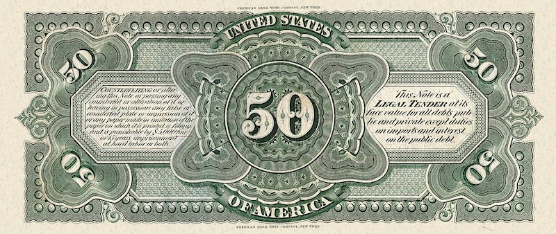 United States Treasury Notes banknote, $50 Dollars, 1869, Pick P-149, UNC