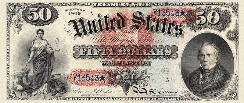 United States Treasury Notes banknote, $50 Dollars, 1869, Pick P-149, UNC