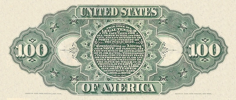 United States Treasury Notes banknote, $100 Dollars, 1869, Pick P-150, UNC