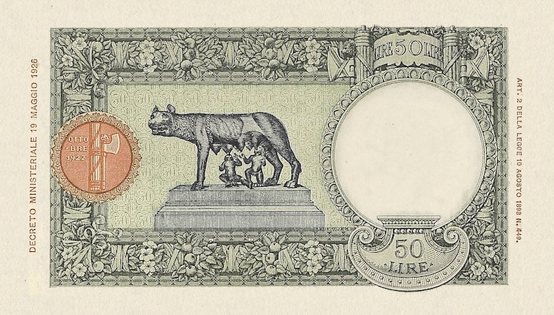 Italian East Africa banknote, Banca d'Italia, 50 Lire, 1938, Pick P-1, UNC