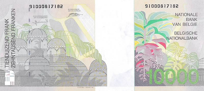 Belgium banknote, Banque Nationale de Belgique, 10000 Francs, 1994, Pick P-152, UNC