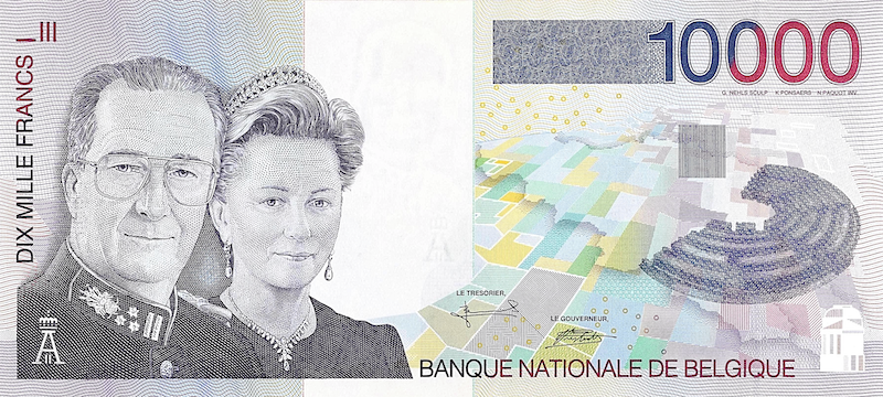 Belgium banknote, Banque Nationale de Belgique, 10000 Francs, 1994, Pick P-152, UNC
