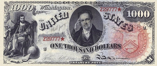 United States Treasury Notes banknote, $1000 Dollars, 1869, Pick P-152, UNC