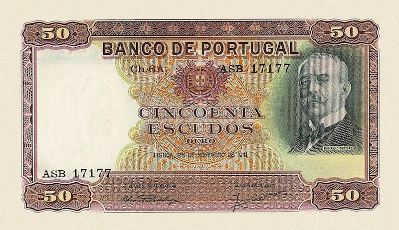 Banco de Portugal banknote, 50 Escudos, 1941 - 1959, Pick P-154, UNC