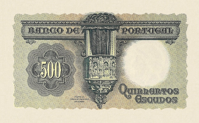 Banco de Portugal banknote, 500 Escudos, 1941 - 1959, Pick P-155, UNC