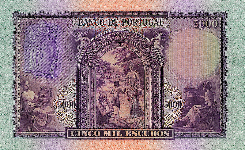 Banco de Portugal banknote, 5000 Escudos, 1941 - 1959, Pick P-157, UNC