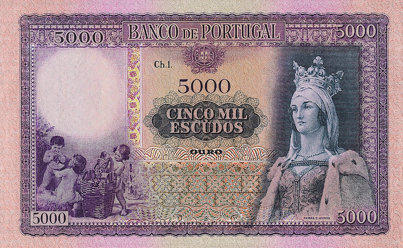 Banco de Portugal banknote, 5000 Escudos, 1941 - 1959, Pick P-157, UNC