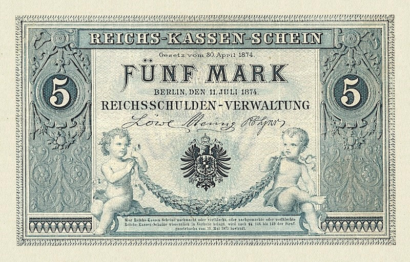 Germany banknote, Rentenbankschein, 5 Mark, 1874, Pick P-1, UNC