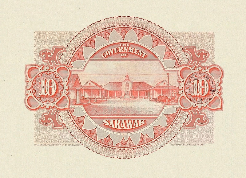 Sarawak banknotes, Rajah Brooke, 10 Dollars, 1929, Pick P-16, UNC