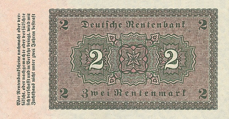 Germany banknote, Deutsche Rentenbank, 2 Rentenmark, 1923, Pick P-162, UNC