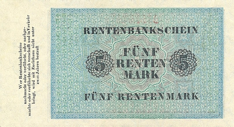 Germany banknote, Deutsche Rentenbank, 5 Rentenmark, 1923, Pick P-163, UNC
