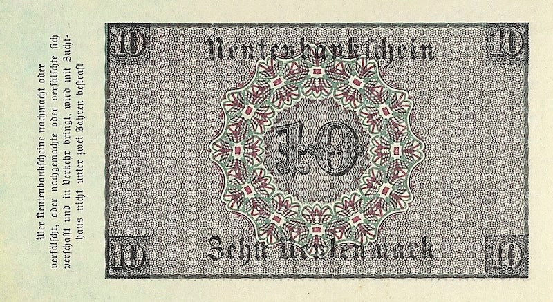 Germany banknote, Deutsche Rentenbank, 10 Rentenmark, 1923, Pick P-164, UNC