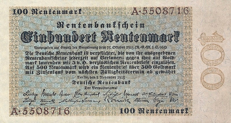 Germany banknote, Deutsche Rentenbank, 100 Rentenmark, 1923, Pick P-166, UNC