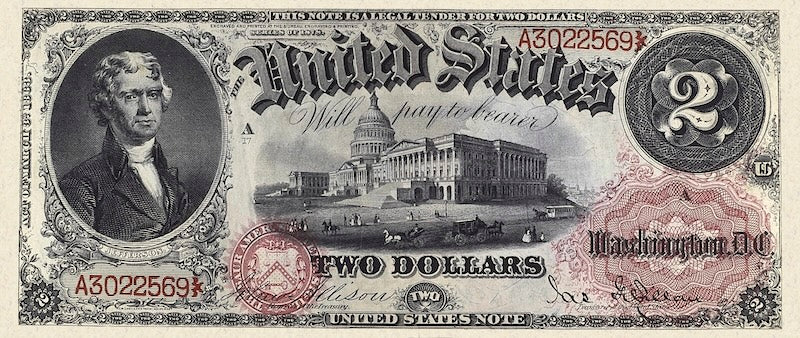 United States Treasury Note, $2 Dollars, 1878, Pick P-166, UNC