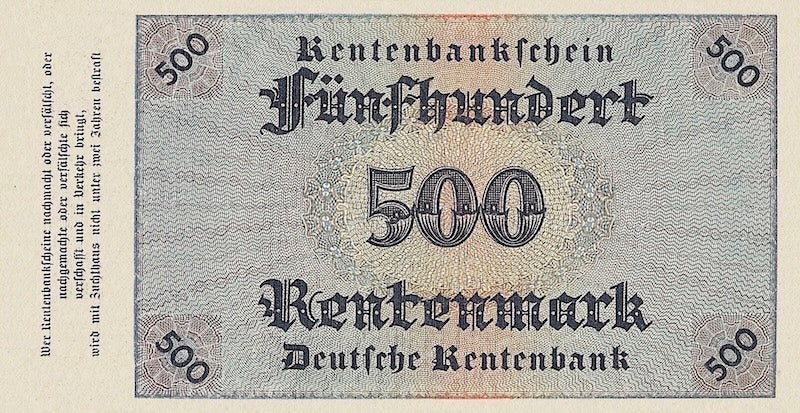 Germany banknote, Deutsche Rentenbank, 500 Rentenmark, 1923, Pick P-167, UNC