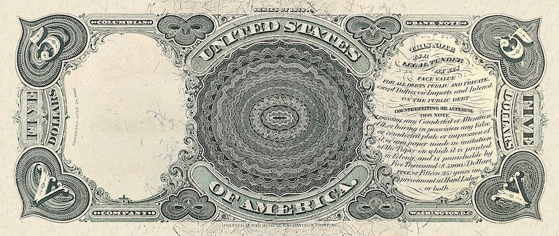 United States Treasury Note, $5 Dollars, 1878, Pick P-167, UNC