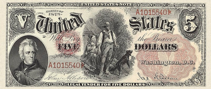 United States Treasury Note, $5 Dollars, 1878, Pick P-167, UNC