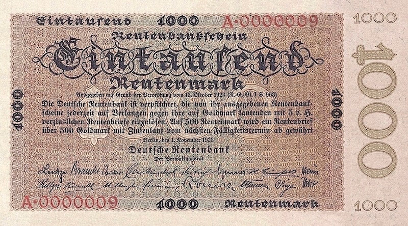Germany banknote, Deutsche Rentenbank, 1000 Rentenmark, 1923, Pick P-168, UNC