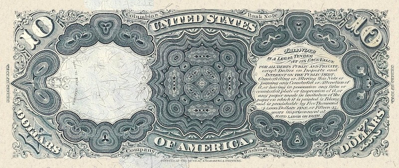 United States Treasury Note, $10 Dollars, 1878, Pick P-168, UNC
