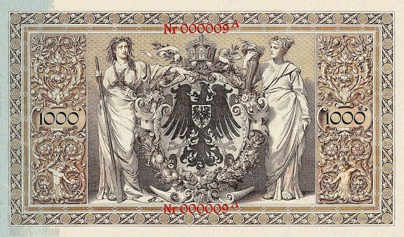 Germany banknote, Rentenbankschein, 1000 Mark, 1895, Pick P-17