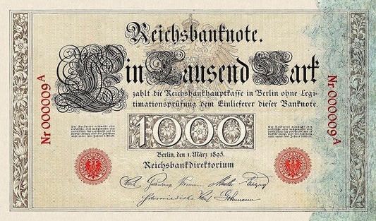 Germany banknote, Rentenbankschein, 1000 Mark, 1895, Pick P-17