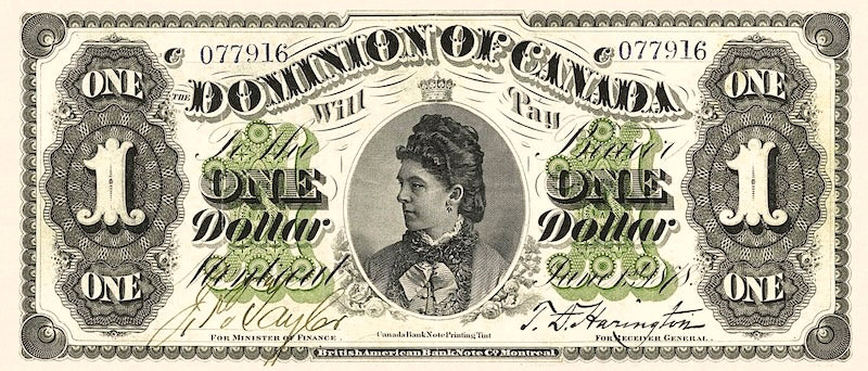 Dominion of Canada banknote, $1 Dollar, 1878, Pick P-17, UNC