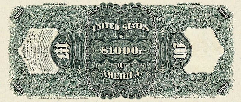 United States Treasury Note, $1000 Dollars, 1878, Pick P-173, UNC