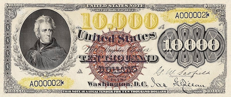 United States Treasury Note, $10000 Dollars, 1878, Pick P-175, UNC