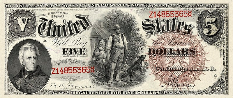 United States Treasury banknote, $5 Dollars, 1880, Pick P-178 UNC
