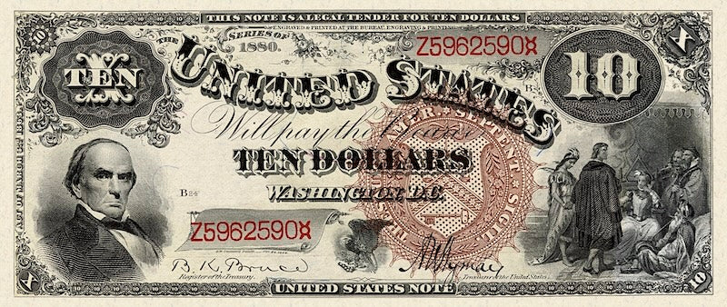 United States Treasury banknote, $10 Dollars, 1880, Pick P-179 UNC