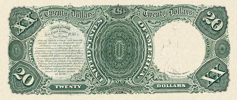 United States Treasury banknote, $20 Dollars, 1880, Pick P-180 UNC