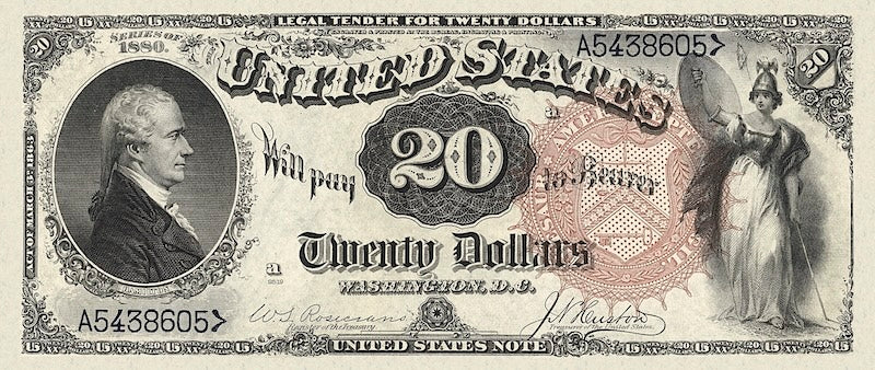 United States Treasury banknote, $20 Dollars, 1880, Pick P-180 UNC
