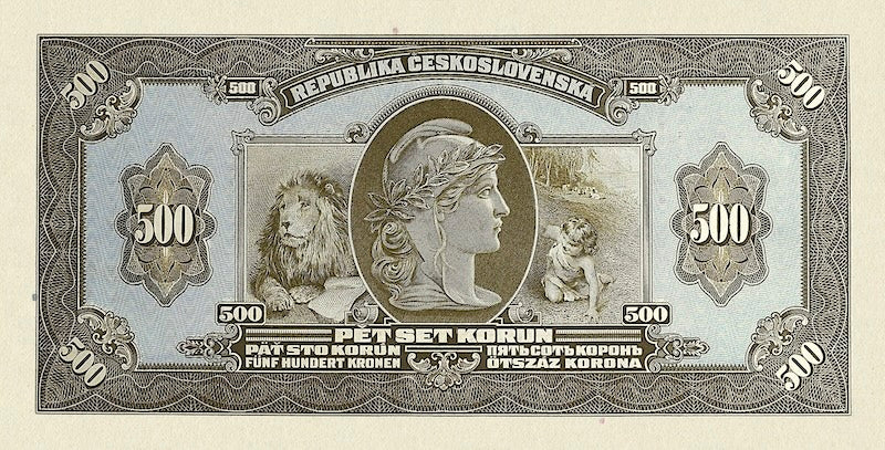 Czechoslovakia banknote, 500 Korun, 1920, Pick P-18, UNC