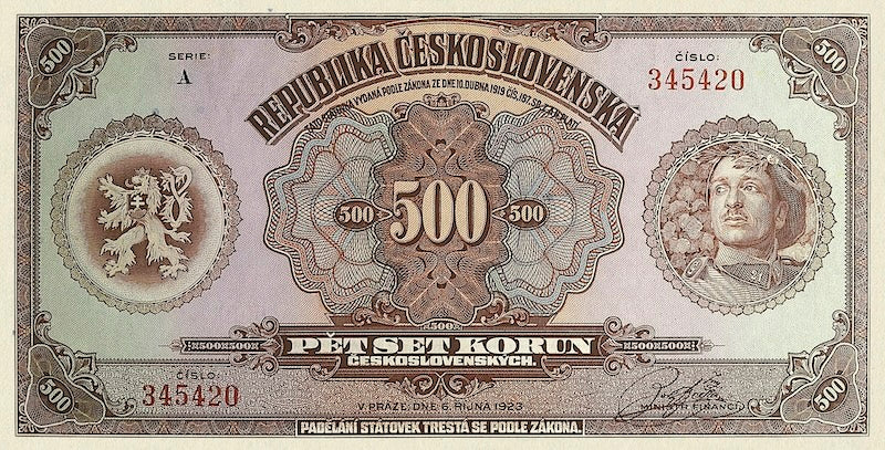 Czechoslovakia banknote, 500 Korun, 1920, Pick P-18, UNC