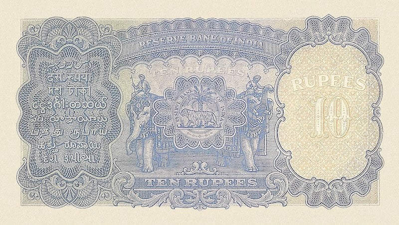British India banknote, King George VI, 10 Rupees, 1937, Pick P-19, UNC