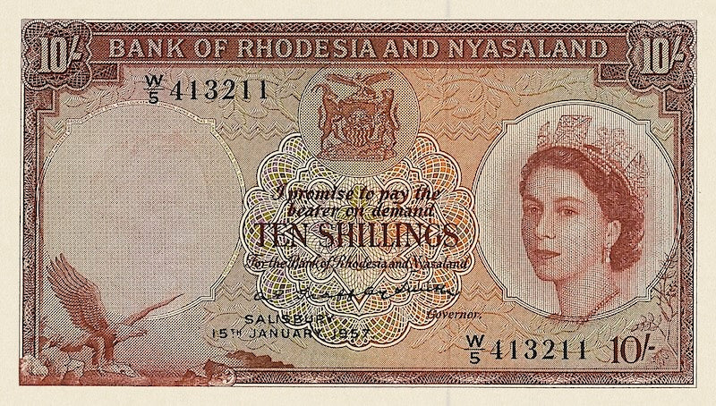 Rhodesia & Nyasaland, QEII, 10 Shillings - 10 Pounds, 1956, Pick P-20 to P-23