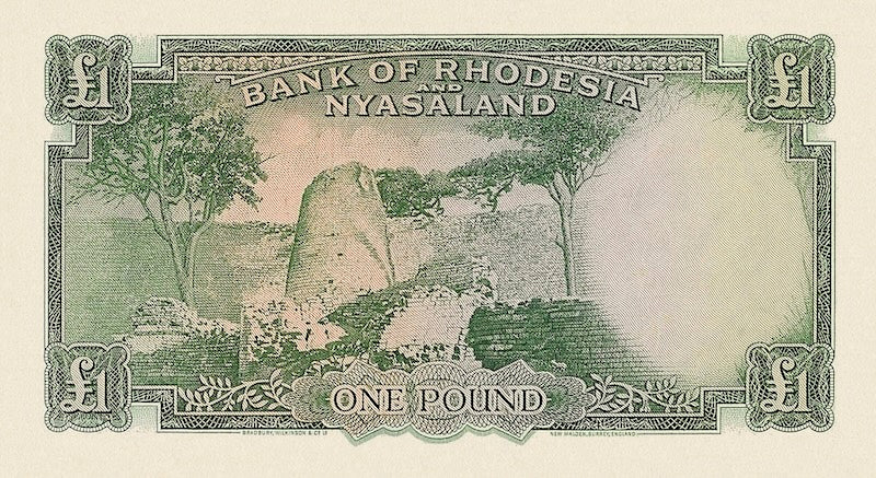 Rhodesia & Nyasaland banknotes, Queen Elizabeth II, £1 Pound, Year 1956, Pick  P-21, UNC