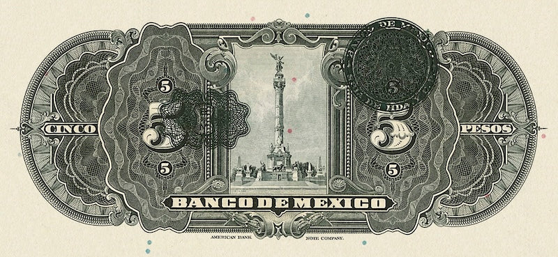 Mexico banknote, Banco de Mexico, 5 Pesos, 1915, Pick P-21, UNC